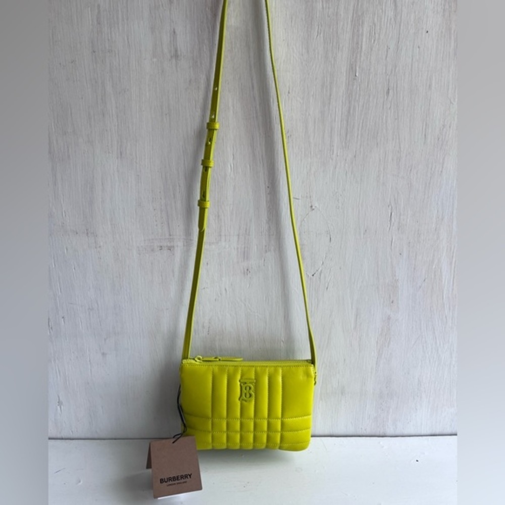 BURBERRY Lola Quilted Twin Pouch Vivid Lime - Picture 6 of 13